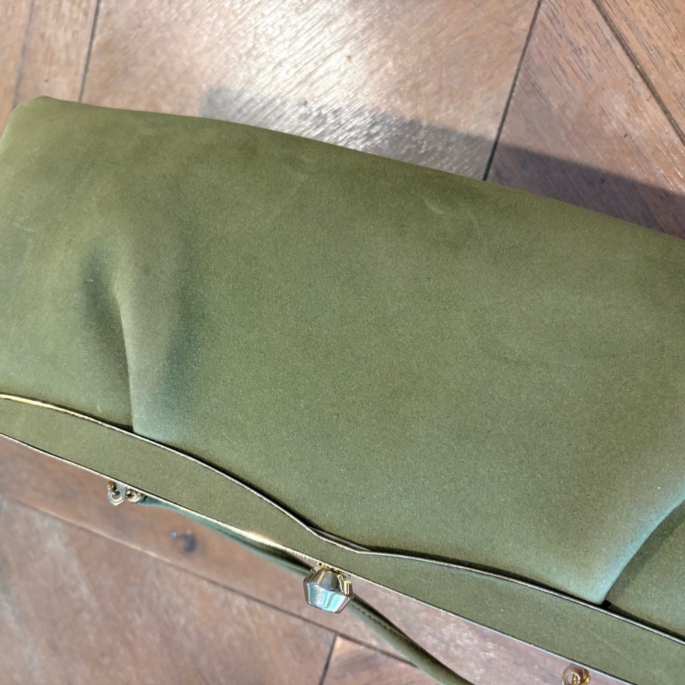 Andé Vintage Handbag Women’s Small Olive Green Evening Clutch Purse Formal - Picture 7 of 10